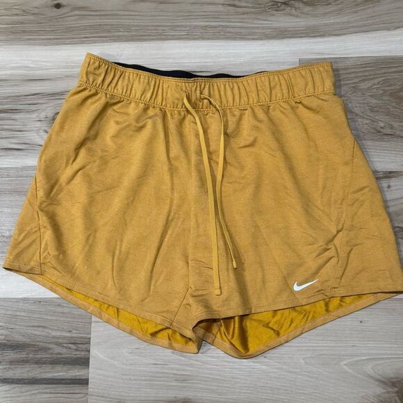 Nike Dri Fit Mustard Yellow Athletic Shorts Women’s Medium - Picture 1 of 2